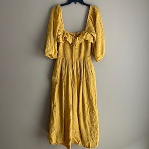 Free People Yellow Bohemian Dress Size M